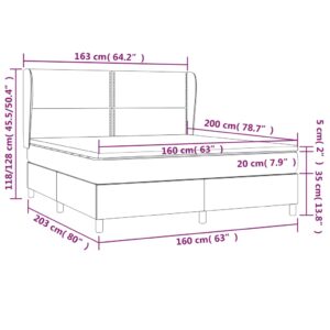 Κρεβάτι Boxspring με Στρώμα Σκούρο Γκρι 160x200 εκ Υφασμάτινο