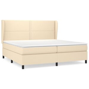 Κρεβάτι Boxspring με Στρώμα Κρεμ 200x200 εκ. Υφασμάτινο