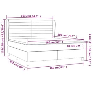 Κρεβάτι Boxspring με Στρώμα Σκούρο Γκρι 160x200 εκ Υφασμάτινο