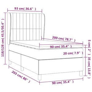 Κρεβάτι Boxspring με Στρώμα Κρεμ 90x200 εκ.Υφασμάτινο