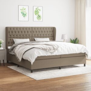 Κρεβάτι Boxspring με Στρώμα Taupe 200x200 εκ. Υφασμάτινο