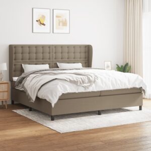 Κρεβάτι Boxspring με Στρώμα Taupe 200x200 εκ. Υφασμάτινο