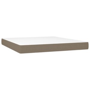 Κρεβάτι Boxspring με Στρώμα Taupe 200x200 εκ. Υφασμάτινο