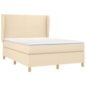 Κρεβάτι Boxspring με Στρώμα Κρεμ 140x200 εκ. Υφασμάτινο