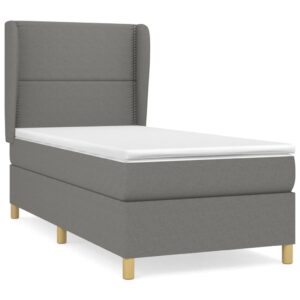 Κρεβάτι Boxspring με Στρώμα Σκούρο Γκρι 80x200 εκ. Υφασμάτινο