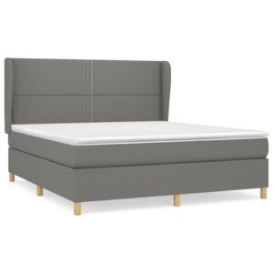 Κρεβάτι Boxspring με Στρώμα Σκούρο Γκρι 160x200 εκ Υφασμάτινο