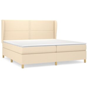 Κρεβάτι Boxspring με Στρώμα Κρεμ 200x200 εκ. Υφασμάτινο