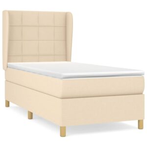 Κρεβάτι Boxspring με Στρώμα Κρεμ 90x200 εκ.Υφασμάτινο