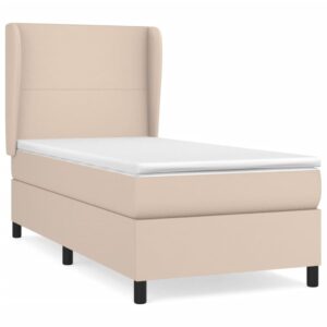 Κρεβάτι Boxspring με Στρώμα Καπουτσίνο 90x190εκ.από Συνθ. Δέρμα