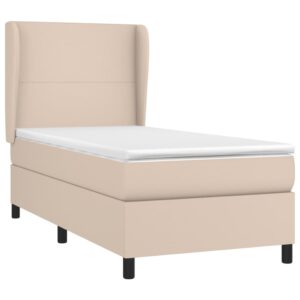 Κρεβάτι Boxspring με Στρώμα Καπουτσίνο 90x190εκ.από Συνθ. Δέρμα