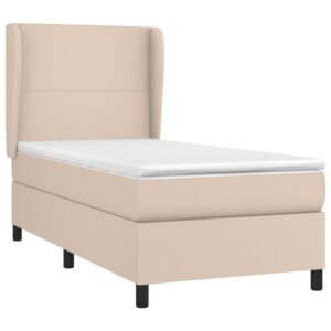 Κρεβάτι Boxspring με Στρώμα Καπουτσίνο 90x200εκ.από Συνθ. Δέρμα