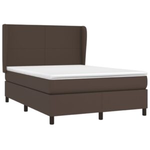 Κρεβάτι Boxspring με Στρώμα Καφέ 140x200εκ. από Συνθετικό Δέρμα