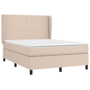 Κρεβάτι Boxspring με Στρώμα Καπουτσίνο 140x200εκ.από Συνθ.Δέρμα