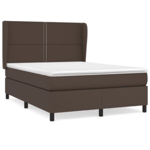 Κρεβάτι Boxspring με Στρώμα Καφέ 140x200εκ. από Συνθετικό Δέρμα