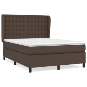 Κρεβάτι Boxspring με Στρώμα Καφέ 140x200εκ. από Συνθετικό Δέρμα