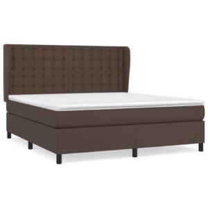 Κρεβάτι Boxspring με Στρώμα Καφέ 160x200εκ. από Συνθετικό Δέρμα