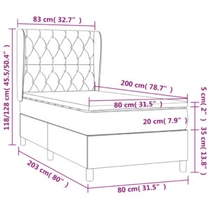 Κρεβάτι Boxspring με Στρώμα Σκούρο Μπλε 80 x 200 εκ. Βελούδινο