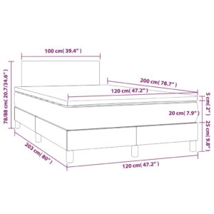 Κρεβάτι Boxspring με Στρώμα Taupe 120x200 εκ. Υφασμάτινο