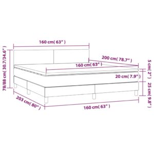 Κρεβάτι Boxspring με Στρώμα Σκούρο Γκρι 160x200 εκ Υφασμάτινο