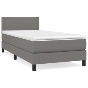 Κρεβάτι Boxspring με Στρώμα Σκούρο Γκρι 80x200 εκ. Υφασμάτινο