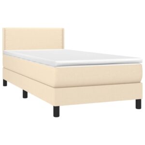 Κρεβάτι Boxspring με Στρώμα Κρεμ 80 x 200 εκ. Υφασμάτινο