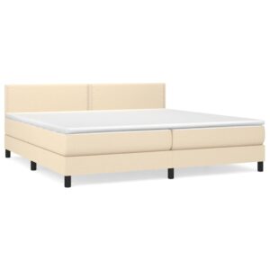 Κρεβάτι Boxspring με Στρώμα Κρεμ 200x200 εκ. Υφασμάτινο