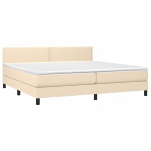 Κρεβάτι Boxspring με Στρώμα Κρεμ 200x200 εκ. Υφασμάτινο