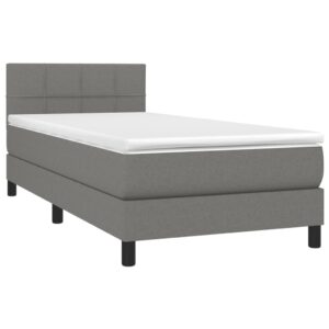 Κρεβάτι Boxspring με Στρώμα Σκούρο Γκρι 80x200 εκ. Υφασμάτινο