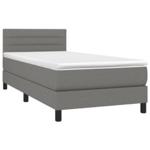 Κρεβάτι Boxspring με Στρώμα Σκούρο Γκρι 80x200 εκ. Υφασμάτινο