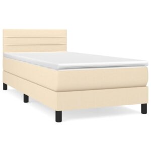 Κρεβάτι Boxspring με Στρώμα Κρεμ 80 x 200 εκ. Υφασμάτινο