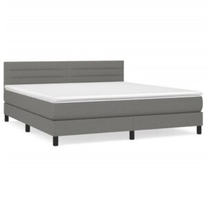 Κρεβάτι Boxspring με Στρώμα Σκούρο Γκρι 160x200 εκ Υφασμάτινο