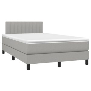 Κρεβάτι Boxspring με Στρώμα Ανοιχτό Γκρι 120x200 εκ. Υφασμάτινο