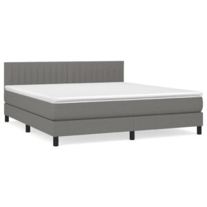 Κρεβάτι Boxspring με Στρώμα Σκούρο Γκρι 160x200 εκ Υφασμάτινο