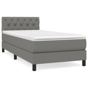 Κρεβάτι Boxspring με Στρώμα Σκούρο Γκρι 80x200 εκ. Υφασμάτινο