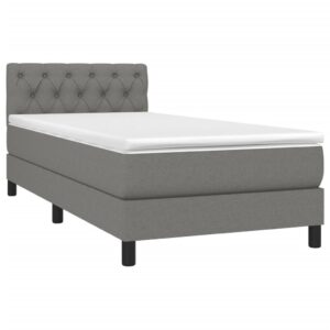 Κρεβάτι Boxspring με Στρώμα Σκούρο Γκρι 80x200 εκ. Υφασμάτινο