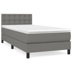 Κρεβάτι Boxspring με Στρώμα Σκούρο Γκρι 80x200 εκ. Υφασμάτινο