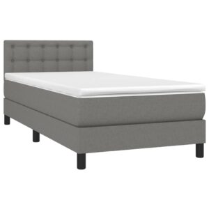 Κρεβάτι Boxspring με Στρώμα Σκούρο Γκρι 80x200 εκ. Υφασμάτινο