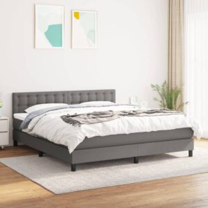 Κρεβάτι Boxspring με Στρώμα Σκούρο Γκρι 160x200 εκ Υφασμάτινο