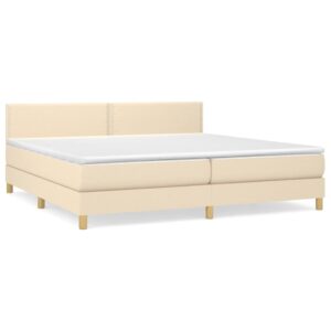 Κρεβάτι Boxspring με Στρώμα Κρεμ 200x200 εκ. Υφασμάτινο