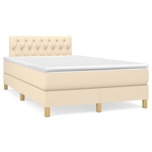 Κρεβάτι Boxspring με Στρώμα Κρεμ 120x200 εκ. Υφασμάτινο