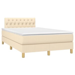 Κρεβάτι Boxspring με Στρώμα Κρεμ 120x200 εκ. Υφασμάτινο