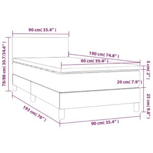 Κρεβάτι Boxspring με Στρώμα Λευκό 90x190εκ. από Συνθετικό Δέρμα