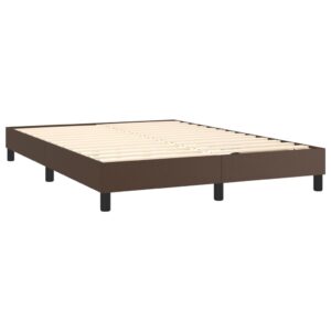 Κρεβάτι Boxspring με Στρώμα Καφέ 140x200εκ. από Συνθετικό Δέρμα