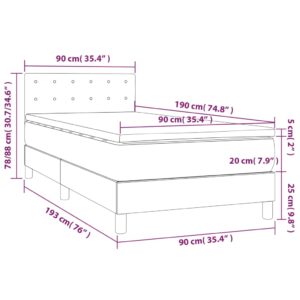 Κρεβάτι Boxspring με Στρώμα Λευκό 90x190εκ. από Συνθετικό Δέρμα