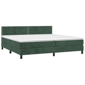 Κρεβάτι Boxspring με Στρώμα Σκούρο Πράσινο 200x200εκ. Βελούδινο