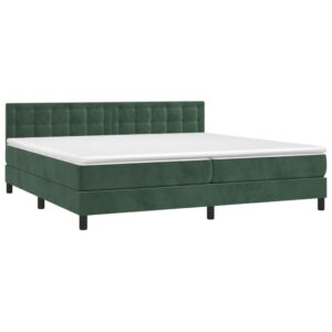 Κρεβάτι Boxspring με Στρώμα Σκούρο Πράσινο 200x200εκ. Βελούδινο