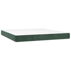 Κρεβάτι Boxspring με Στρώμα Σκούρο Πράσινο 200x200εκ. Βελούδινο