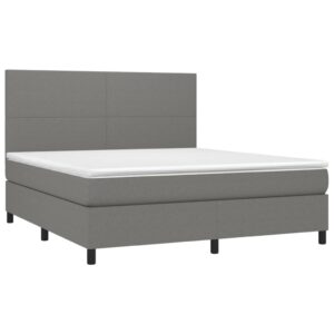 Κρεβάτι Boxspring με Στρώμα Σκούρο Γκρι 160x200 εκ Υφασμάτινο