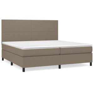 Κρεβάτι Boxspring με Στρώμα Taupe 200x200 εκ. Υφασμάτινο