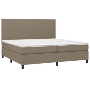 Κρεβάτι Boxspring με Στρώμα Taupe 200x200 εκ. Υφασμάτινο